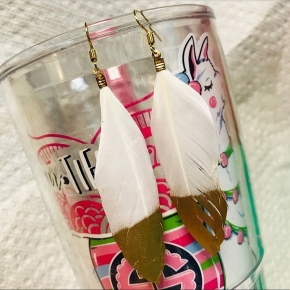 Gold dipped feather earrings​